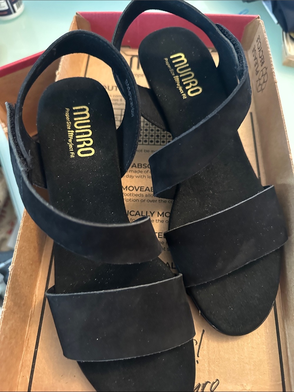 Munro Black Suede Crisscross Slingback Sandals